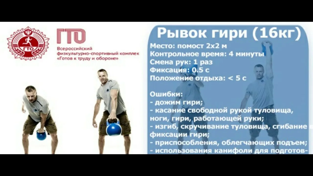 Рывок гири — одно из силовых испытаний ГТО, доступное для мужчин и юношей с 16 лет. Это испытание не только проверяет физическую силу, но и требует выносливости, координации и правильной техники. Разберёмся в деталях.